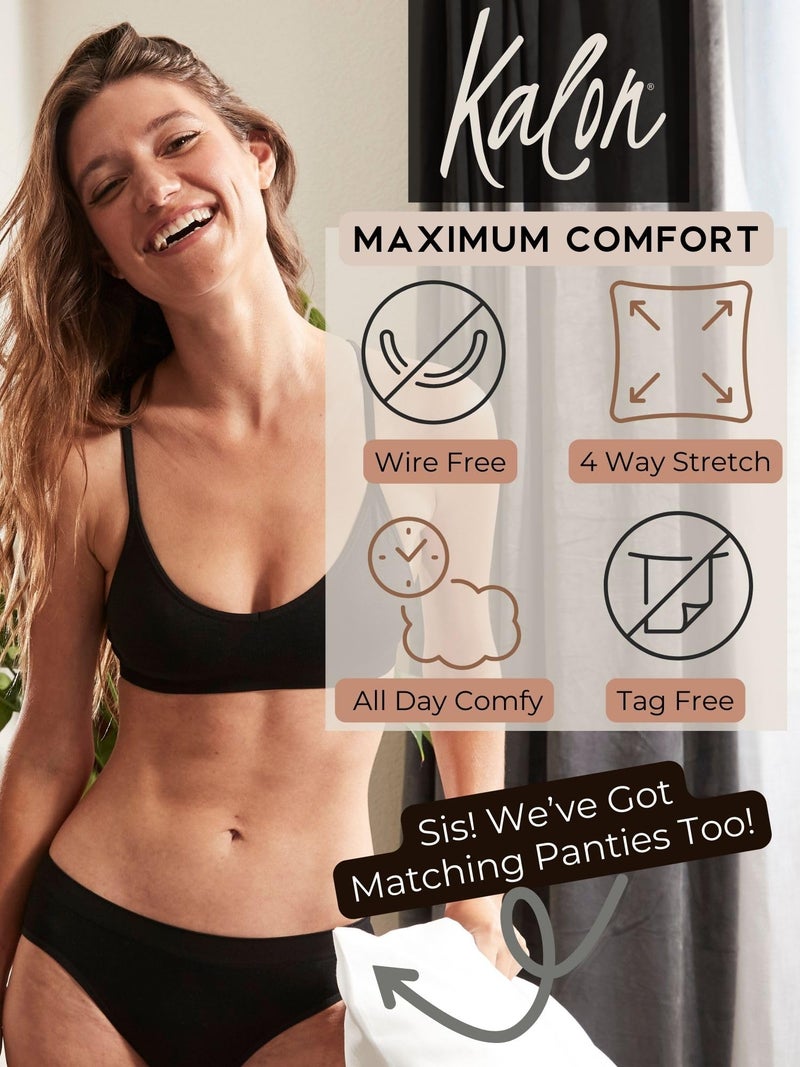 Kalon Womenâ€™s 4 Pack Demi Padded Bralette Wireless Comfortable Bra (M/L Busty, Basics) - Image 5